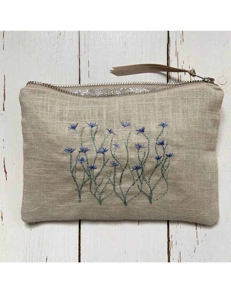 Freehand machine embroidered linen pouch by Sarah Becvar Design - ethical and sustainable gift guide by Curly Carrot