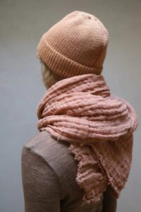 Hand dyed linen scarf by Kathryn Davey - Sustainable gift guide by Curly Carrot Pinterest marketing