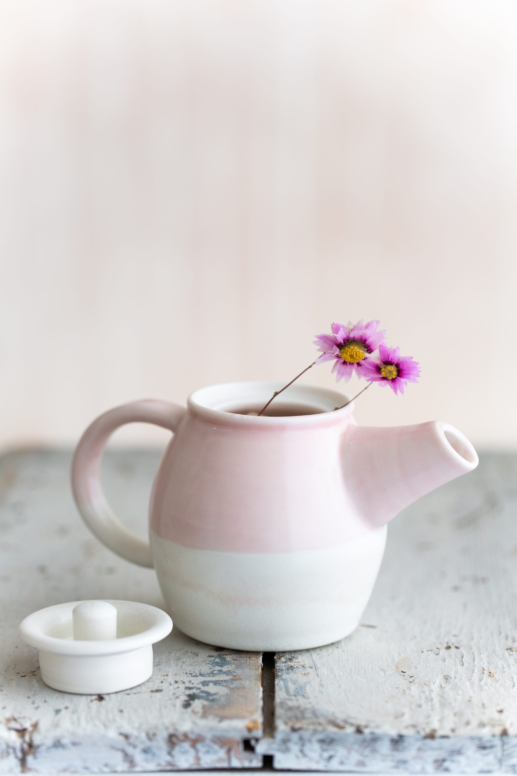 Hand thrown porcelain teapot by KT Robbins Ceramics.