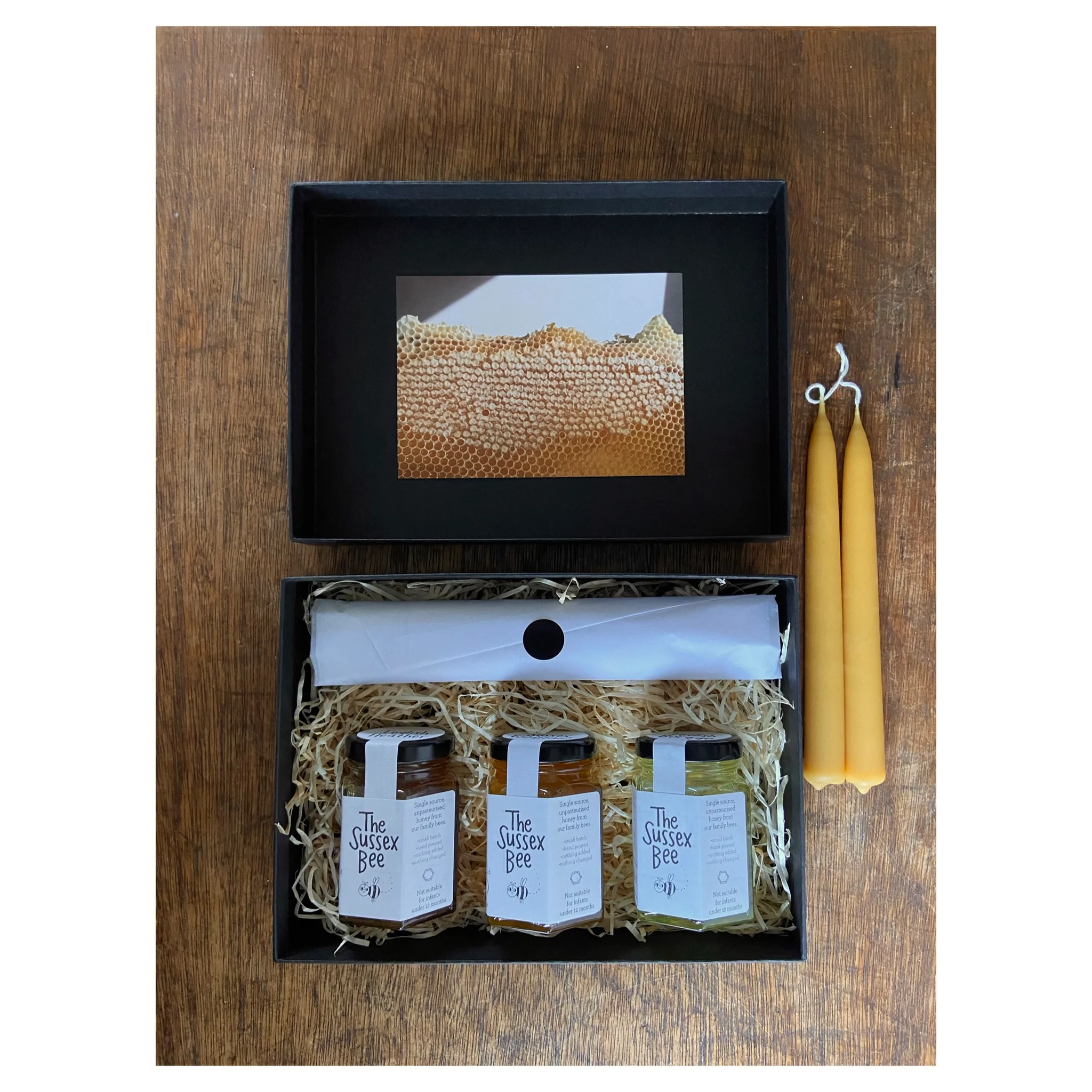 The Sussex Bee honey and candle gift box